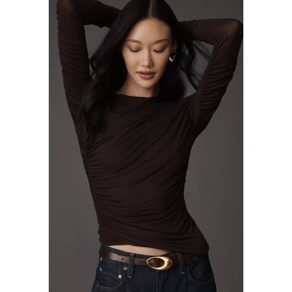 Agolde Tania Twist Tshirt in Black Small New Womens Long Sleeve Top Tee - Picture 15 of 17